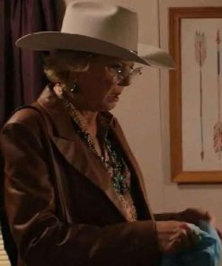 Shop Dutton Ranch Annette Bening Brown Leather Blazer