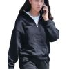 Shop Los Angeles 2026 Street Style Eiza Gonzalez Black Oversized Sweatshirt