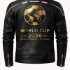 Shop FIFA World Cup 2026 Black Leather Motorcycle Jacket For Men