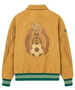 Buy FIFA World Cup 2026 Mexico Brown Fringe Suede Bomber Jacket