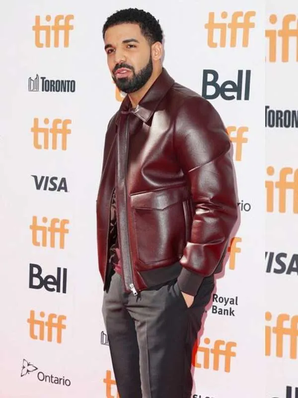 Buy Film Festival Drake Maroon Leather Jacket