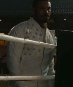 Shop Michael B. Jordan Creed III White Bomber Jacket