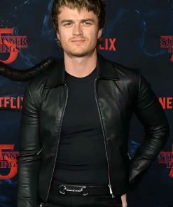 Buy Joe Keery Stranger Things Steve Harrington Black Leather Jacket
