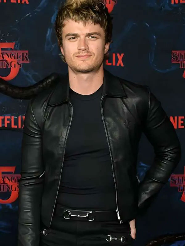 Buy Joe Keery Stranger Things Steve Harrington Black Leather Jacket