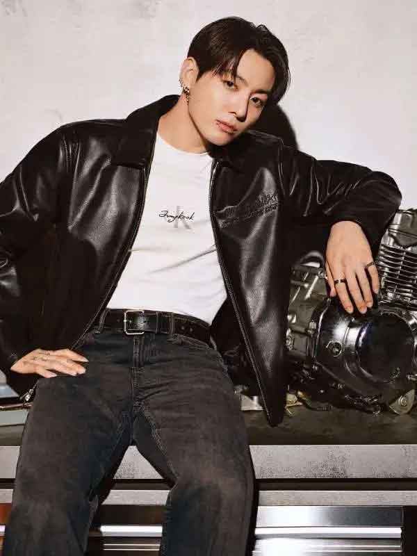 Shop Jung Kook Black Leather Jacket