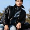 Shop Jung Kook 2026 BTS Black Racer Leather Jacket