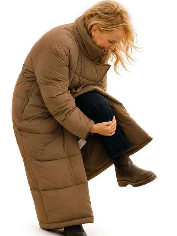 Buy Let’s Love Malin Akerman Brown Puffer Coat