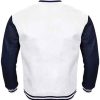 Shop Mens Letterman White and Blue Bomber Jacket