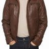 Buy Men Brown Cafe Style Motorcycle Jacket