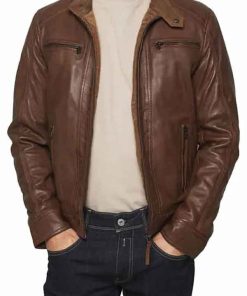 Buy Men Brown Cafe Style Motorcycle Jacket