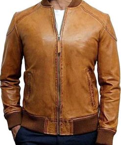 Buy Men Casual Brown Sheepskin Leather Jacket