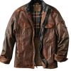 Shop Men Casual Brown Leather Jacket