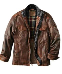 Shop Men Casual Brown Leather Jacket