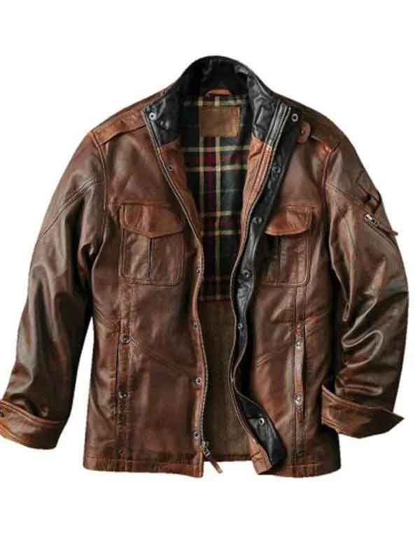 Shop Men Casual Brown Leather Jacket