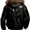 Shop Men Casual Black Bomber Leather Jacket