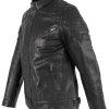 Men’s Quilted Black Cafe Racer Leather Jacket