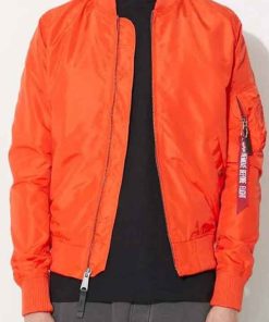 Shop Mens Stylish Orange Bomber Varsity Jacket