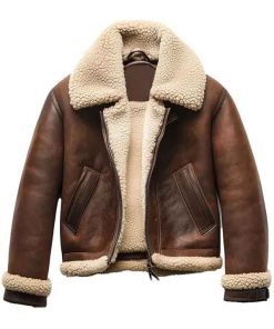 Buy Men B3 Aviator Shearling Brown Leather Jacket
