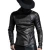 Shop Mens Slim Fit Black Leather Moto Jacket