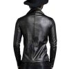 Buy Mens Slim Fit Black Leather Biker Jacket