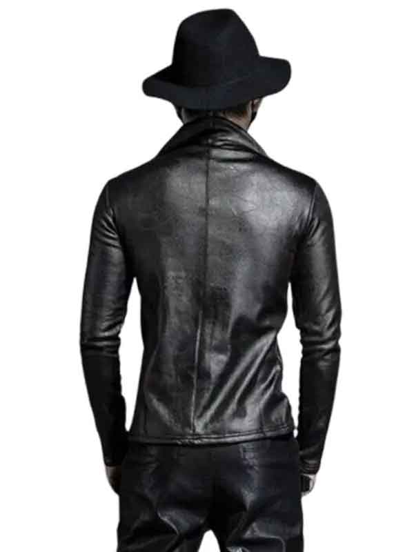 Buy Mens Slim Fit Black Leather Biker Jacket