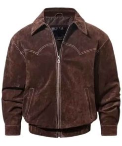 Shop Men’s Bomber Stylish Dark Brown Suede Leather Jacket