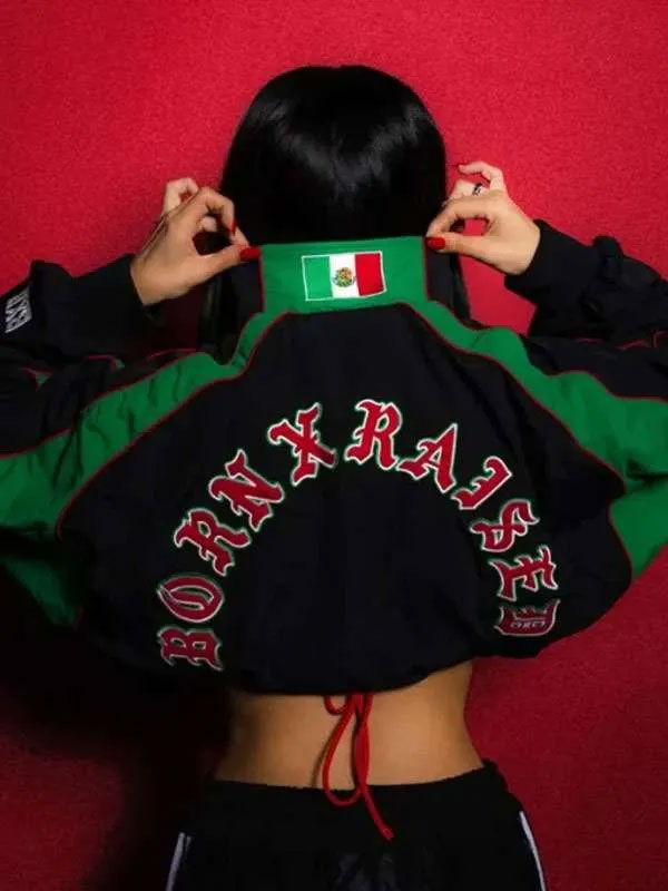 Shop Mexico vs Australia Becky G Cropped Black and Green Track Jacket