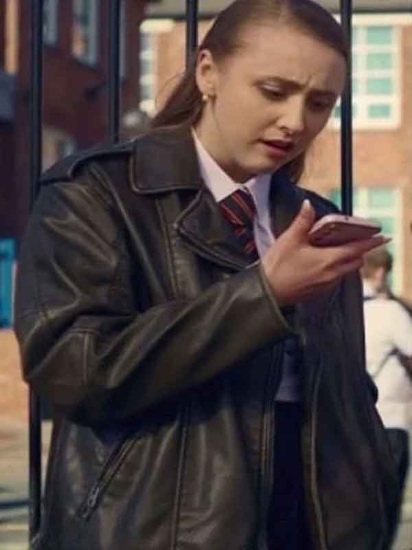 Shop Mia-Louise G’wed S03 Black Biker Leather Jacket