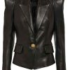 Shop Sophina Brown Nemesis S01 Black Leather Blazer
