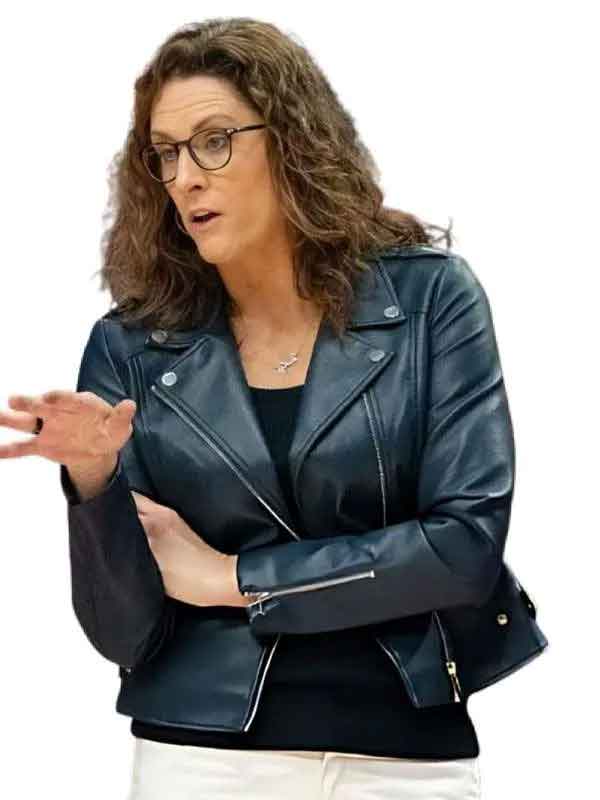 Buy Stephanie White Black Leather Jacket