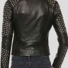 Shop Women Casual Studded Biker Black Leather Jacket