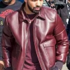 Shop Film Festival Drake Maroon Leather Jacket