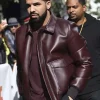 Buy Tiff Film Festival Drake Maroon Bomber Leather Jacket