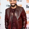 Shop Tiff Film Festival Drake Maroon Bomber Leather Jacket