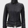 Buy Timothy Shearling Collar Black Belted Leather Jacket