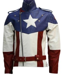 Mens USA Flag Leather Jacket