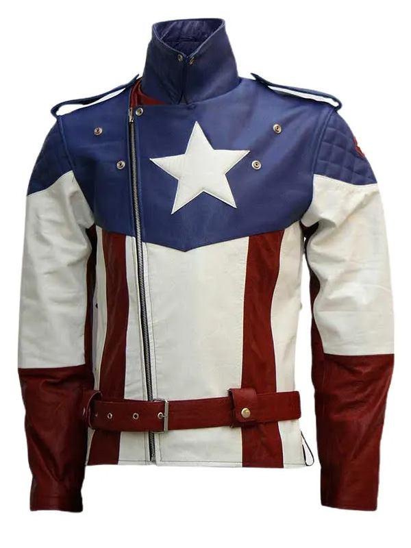 Mens USA Flag Leather Jacket