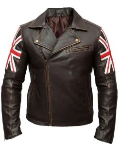UK Flag Union Jack Biker Leather Jacket