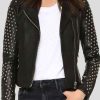 Buy Studded Biker Casual Black Real Leather Jacket