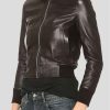 Buy Women Shirt Style Collar Black Leather Jacket