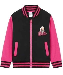 Buy Women’s Barbie Doll Pink and Black Bomber Jacket