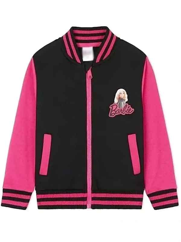 Buy Women’s Barbie Doll Pink and Black Bomber Jacket