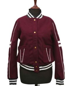 Buy Womens Maroon Varsity Bomber Jacket