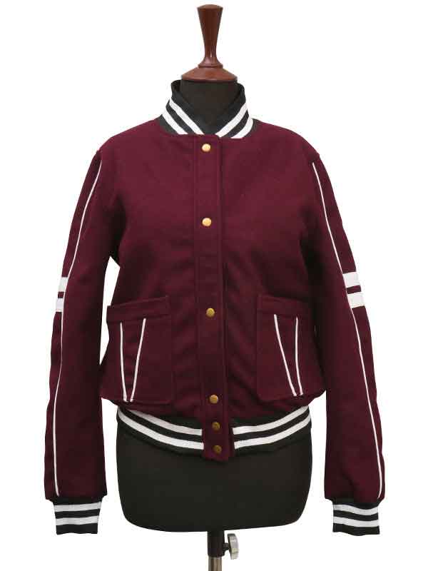 Buy Womens Maroon Varsity Bomber Jacket