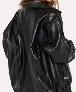 Shop Womens Black Leather Bomber Coat Jacket