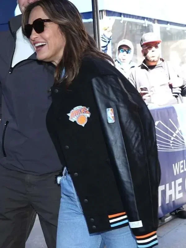 Shop Mariska Hargitay Knicks Varsity Jacket