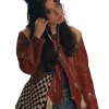 My Fault London Asha Banks Red Leather Jacket at Sale