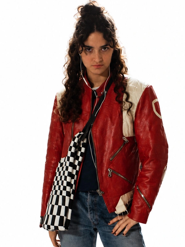 My Fault London Asha Banks Red Leather Jacket