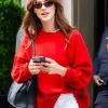 Shop Daisy Edgar Jones Red Sweatshirt
