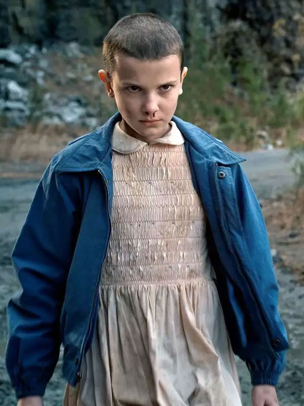 Shop Millie Bobby Brown Stranger Things S01 Eleven Blue Jacket